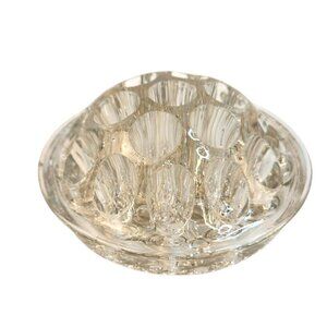 Vintage Clear Glass Flower Frog Holder Floral Arranger19 hole 4.5 x 2 inch